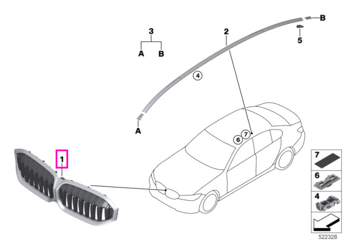 Grila ornamentala frontala, ICAM - BMW Seria 3 G20 G21