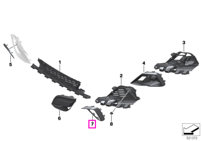 Ornament detaliu grila laterala bara fata stanga - BMW Z4 G29