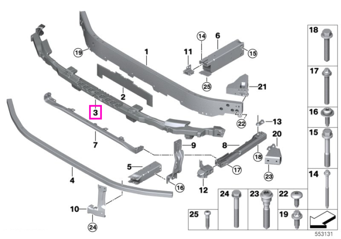 Element superior atenuare impact (JCW) - Mini Countryman U25