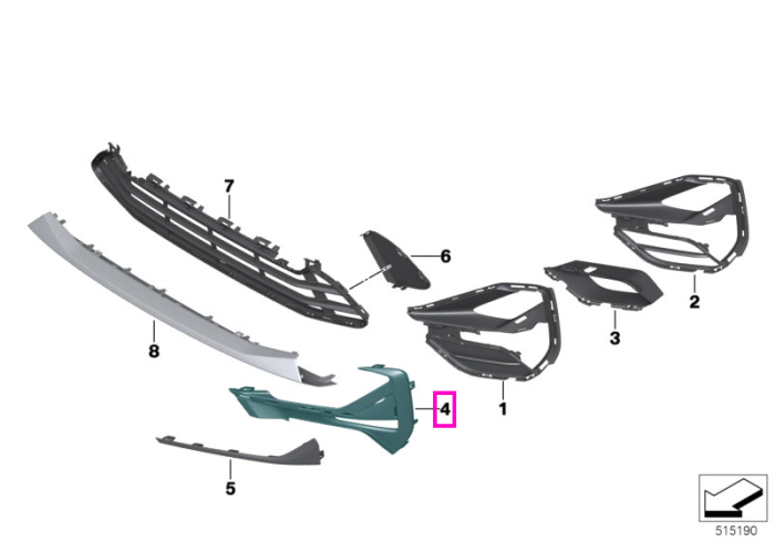 Grila decorativa, bara fata, stanga, preechipare PDC - BMW X1 F48 LCI