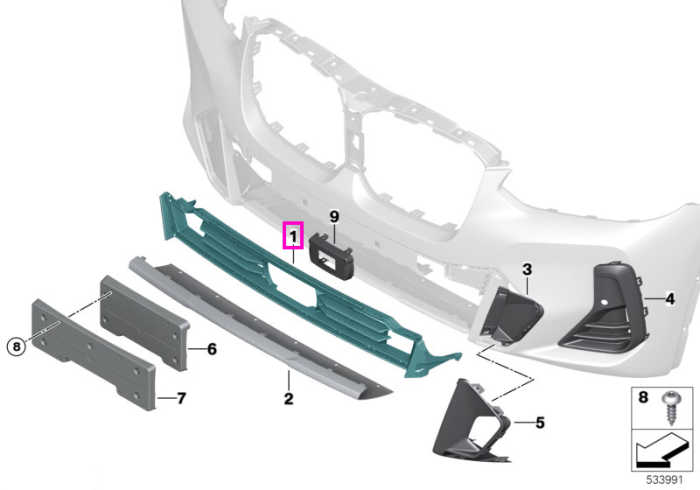 Grila centrala inferioara - BMW iX3 G08, X3 G01 G08, X4 G02