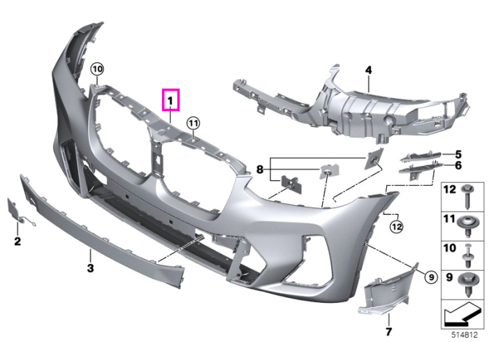 Bara protectie fata, primerizata (M PDC/PMA) - BMW iX3 G08, X3 G01 G08, X4 G02