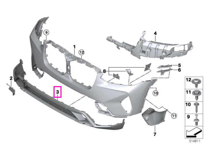 Ornament inferior bara fata - BMW X3 G01 LCI, X4 G02 LCI