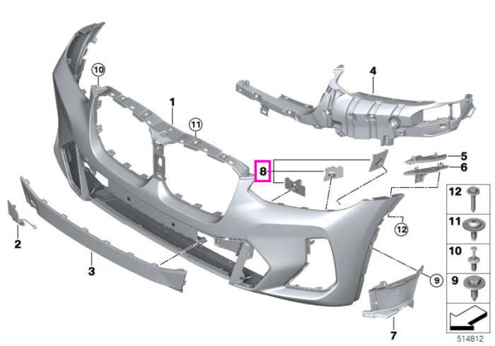 Set montaj senzori parcare PDC/PMA bara fata - BMW iX3 G08 BEV, X3 G01 G08, X4 G02