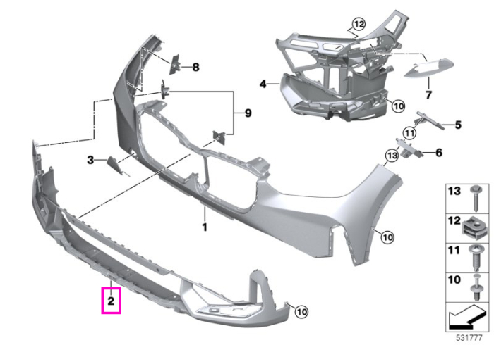 Ornament inferior bara fata, Basis - BMW X1L U12, X1 U11