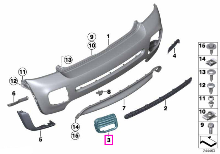 Grila dreapta bara protectie spate, cu PDC, JCW aerodynamic - Mini Cabrio R57, R58, R56, Roadster R59