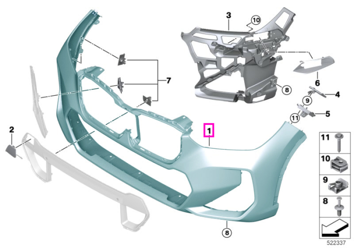 Bara protectie fata, primerizata, M, PDC/PMA - BMW X1L U12, X1 U11