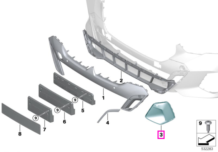 Ornament/Deflector canal aer dreapta, M - BMW Seria 5 G60 G61