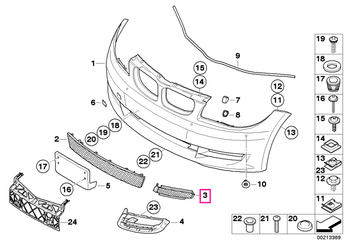 Capac ornament proiector ceata, dreapta - BMW Seria 1 E82 E88	