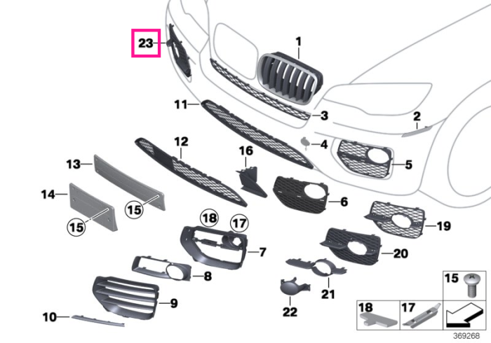 Ornament inchis proiector, stanga - BMW X6 E71