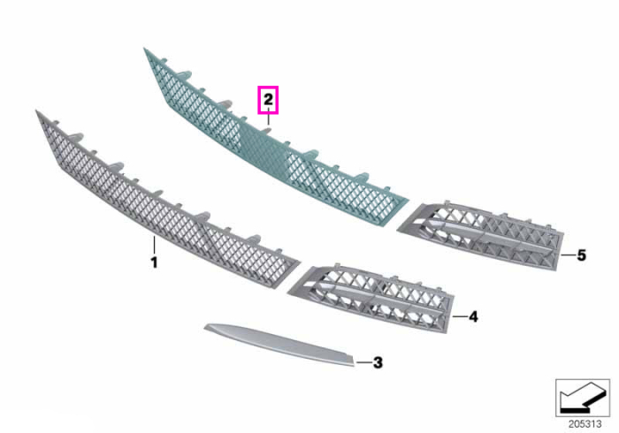 Grila ornamentala frontala, centrala, admisie aer - BMW Seria 5 F07 GT