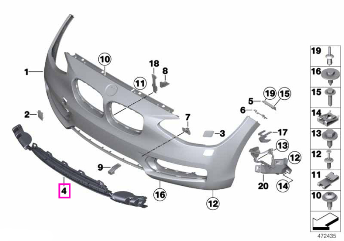 Grila admisie aer, centrala, bara protectie fata - BMW Seria 1 F20 F21