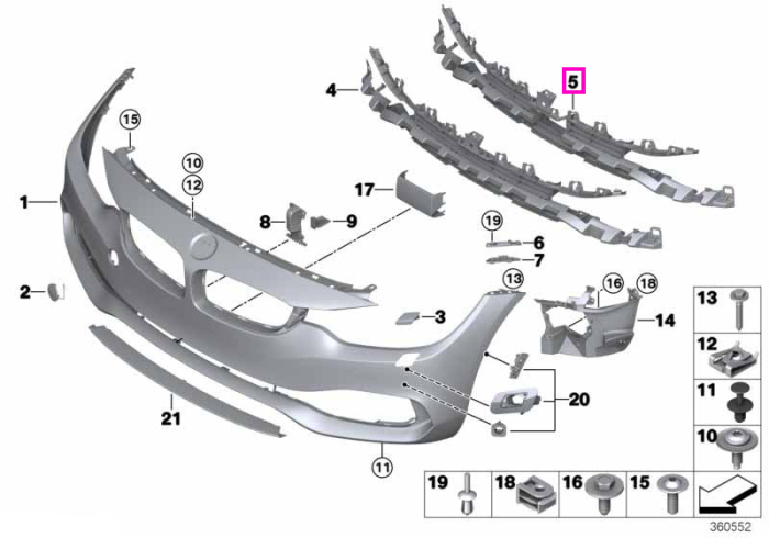 Canal admisie aer, bara protectie fata, mijloc, ACC, Sport Line - BMW Seria 4 F32 F33 F36