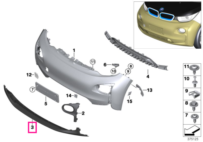 Ornament inferior bara protectie fata - BMW i3 I01