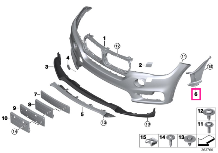 Ornament conducta de aer, stanga - BMW X5 F15