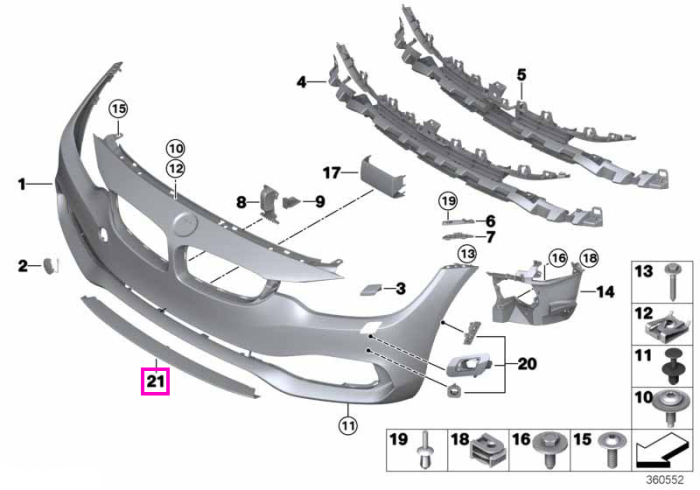 Ornament inferior central, bara fata - BMW Seria 4 F32 F33 F36