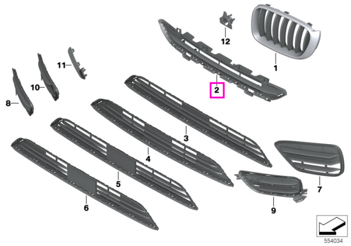 Grila centrala superioara deschisa, bara protectie fata - BMW X3 F25