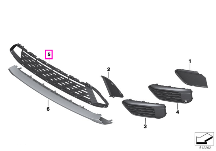 Grila centrala deschisa, bara protectie fata, Basis / X-Line - BMW X1 F48, X1L F49