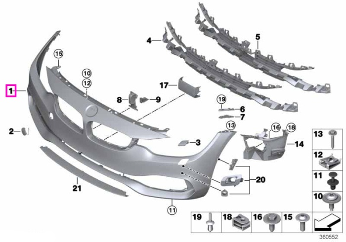 Bara protectie fata, primerizata, Basis Line - BMW Seria 4 F32 F33 F36