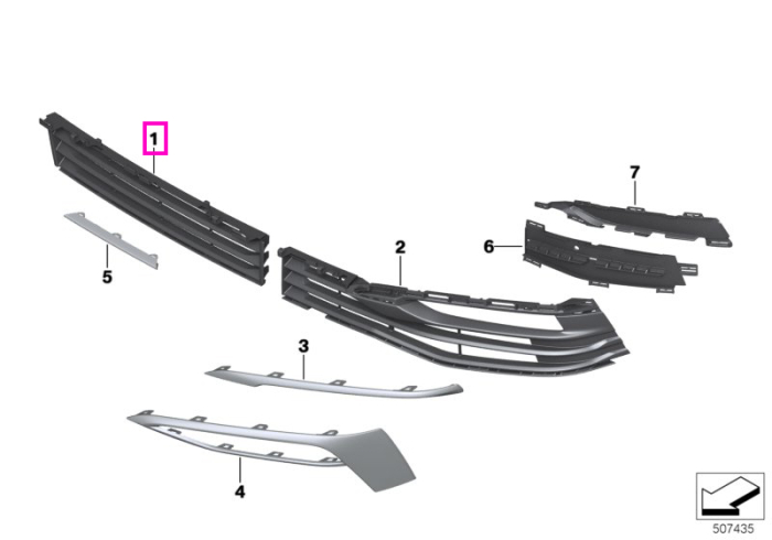 Grila admisie aer centrala, Lines, FRR - BMW Seria 5 G30 G31