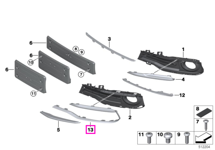 Ornament admisie aer, bară protectie față, dreapta (Sport) - BMW Seria 3 F30 LCI F31 LCI