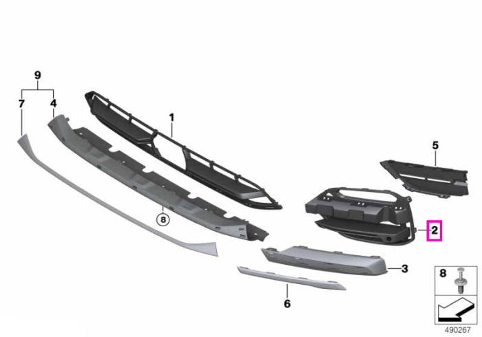 Grila proiector ceata deschisa, stanga, cu PDC, bara protectie fata - BMW X3 G01