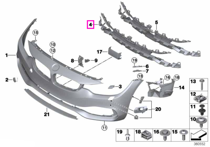 Grila centrala admisie aer, Lines, ACC - BMW Seria 4 F32 F33 F36