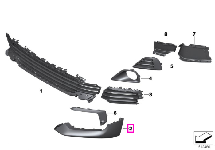 Ornament dreapta, bara protectie fata - BMW X2 F39