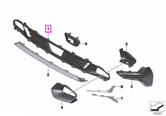 Grila centrala inferioara admisie aer, bara protectie fata, Basis Line- BMW Seria 3 G20 G21