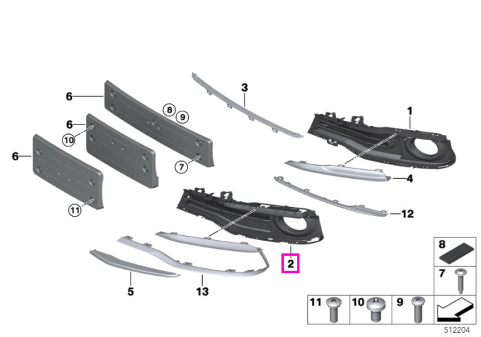 Grila inchisa proiector ceata, stanga, Sport Edition - BMW Seria 3 F30 F32 (LCI)