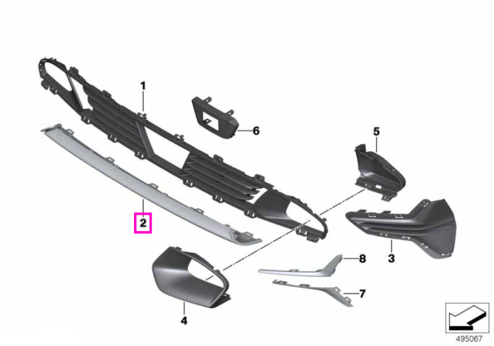 Ornament central protectie bara fata  - BMW Seria 3 G20 G21 G28