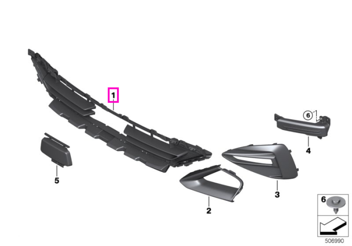 Grila centrala inchisa, bara protectie fata - BMW Seria 2 F44