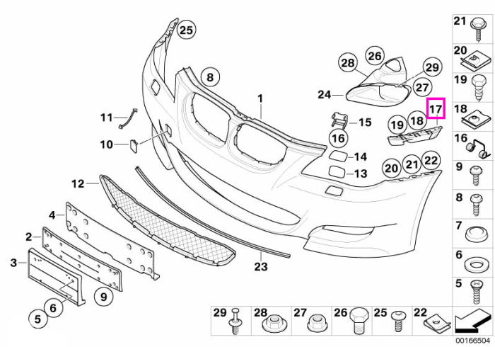 Suport lateral dreapta, bara protectie fata (M) - BMW Seria 5 E60 E61 - tip motor S85