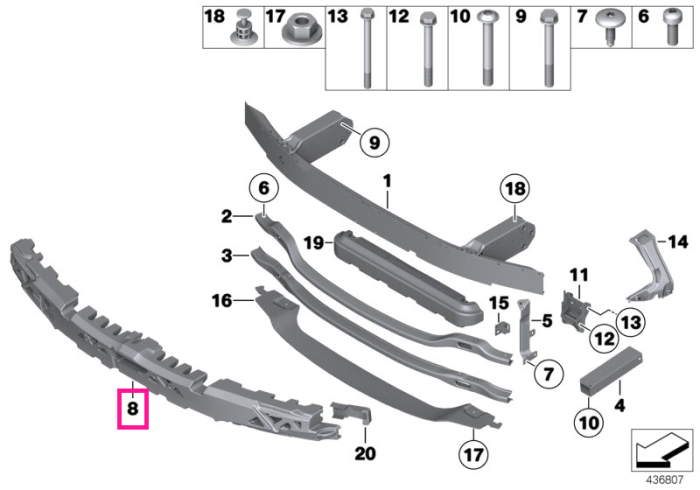 Protectie impact, bara fata, M - BMW Seria 5 F10 F11