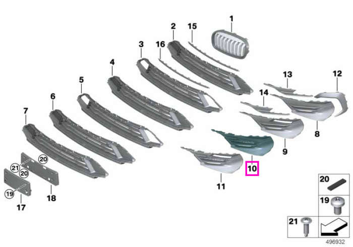 Grila laterala stanga bara fata, PDC - BMW Seria 2 F45 F46