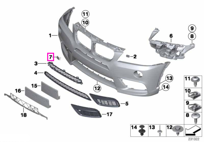 Capac orificiu carlig remorcare frontal, grunduit (M-Paket) - BMW X3 F25