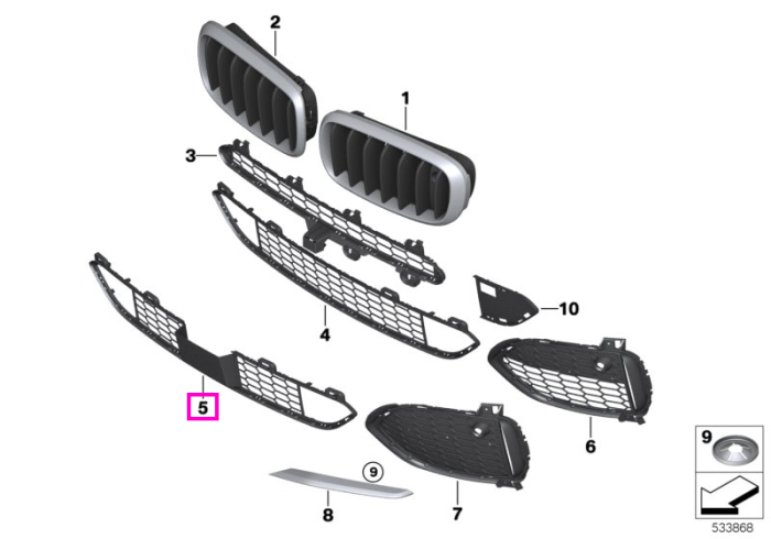 Grila centrala inferioara (M, ACC) - BMW X5 F15