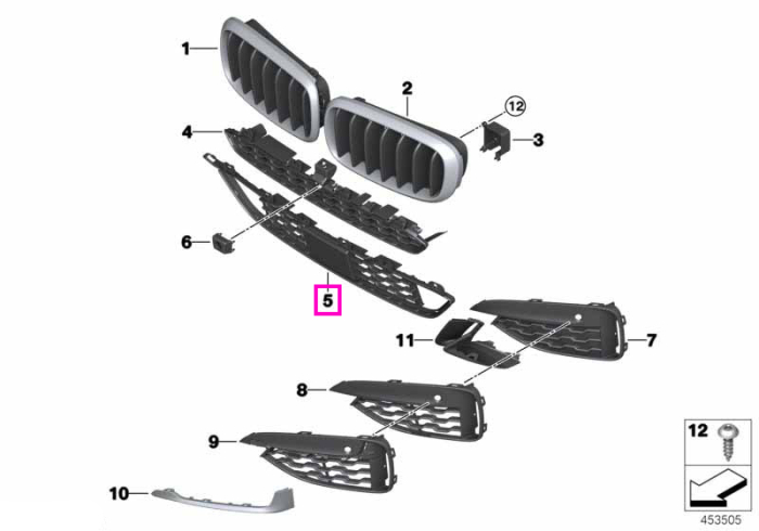 Grila centrala inferioara deschisa, M - BMW X6 F16