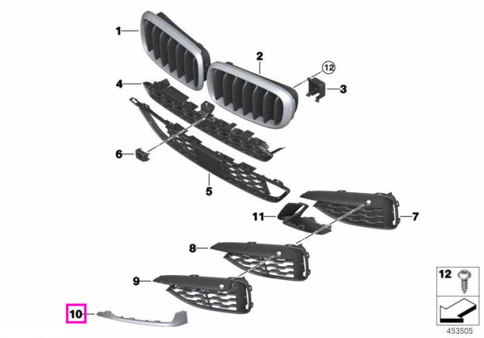  Ornament grila aer, bara fata, dreapta, M - BMW X6 F16	