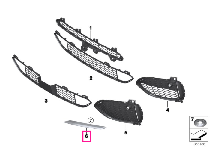 Ornament grila dreapta, bara protectie fata, MPA - BMW X5 F15	