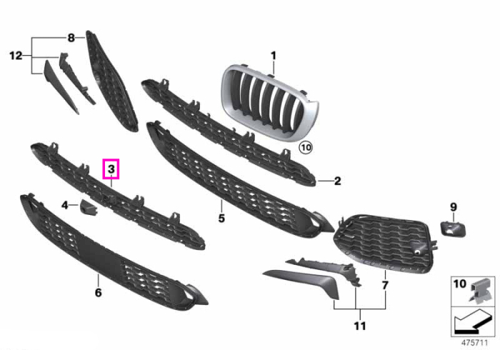 Grila bara protectie fata, ICAM, M - BMW X3 F25, X4 F26