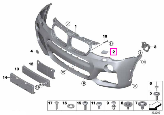 Set capace duze spalator far, grunduite, M - BMW X3 F25, X4 F26