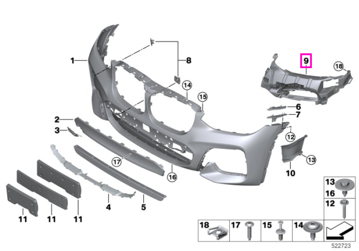 Suport proiector ceata, dreapta - BMW X3 G01, X4 G02