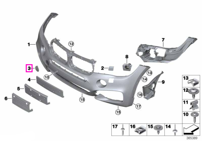Capac orificiu carlig tractare, bara fata, grunduit - BMW X6 F16