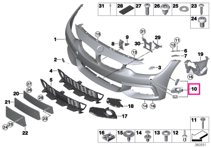 Kit reparatie suport bara fata, M - BMW Seria 4 F32 F33 F36