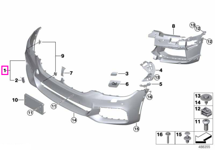 Bara protectie fata, grunduita, M - BMW Seria 5 G30 G31