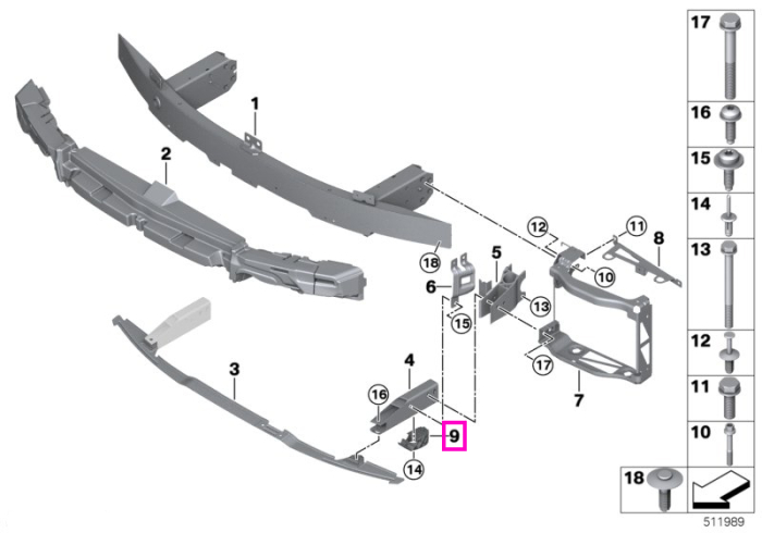 Tampon protectie la coborarea de pe bordura, bara fata - BMW Seria 2 G87 M2, Seria 3 G80 G81 M3, Seria 4 G82 G83 M4, MS