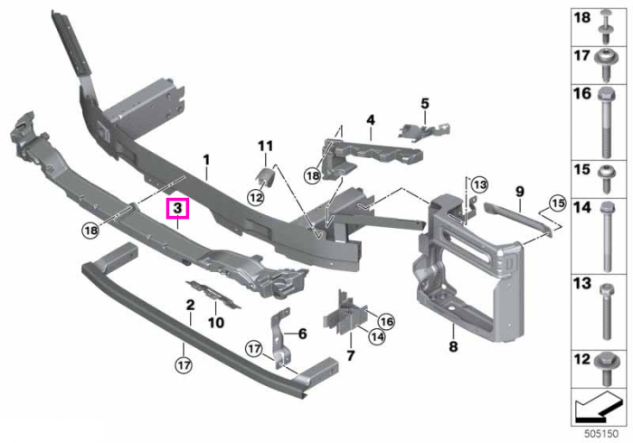 Element atenuare impact frontal, M, bara fata - BMW X6 G06