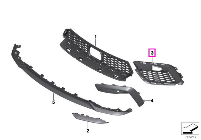 Grila laterala admisie aer bara fata M, deschisa, dreapta - BMW Seria 8 F91 F92 F93 M8 - tip motor S63M