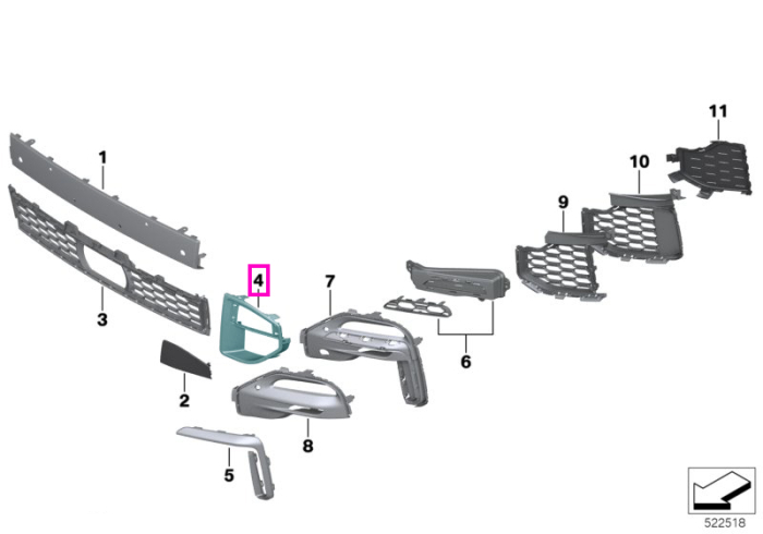 Ornament admisie aer, frontal, stanga, M - BMW X5 G05